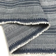 Tissu jeans coton à rayures texturées bleu marine et gris chiné avec lurex Tissu jeans coton à rayures texturées bleu marine et gris chiné avec lurex