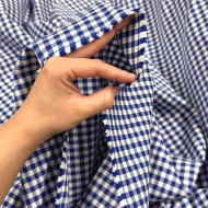 Tissu coton vichy bleu marine et blanc - Haute couture