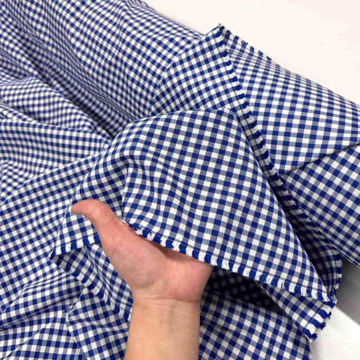 Tissu coton vichy bleu marine et blanc - Haute couture