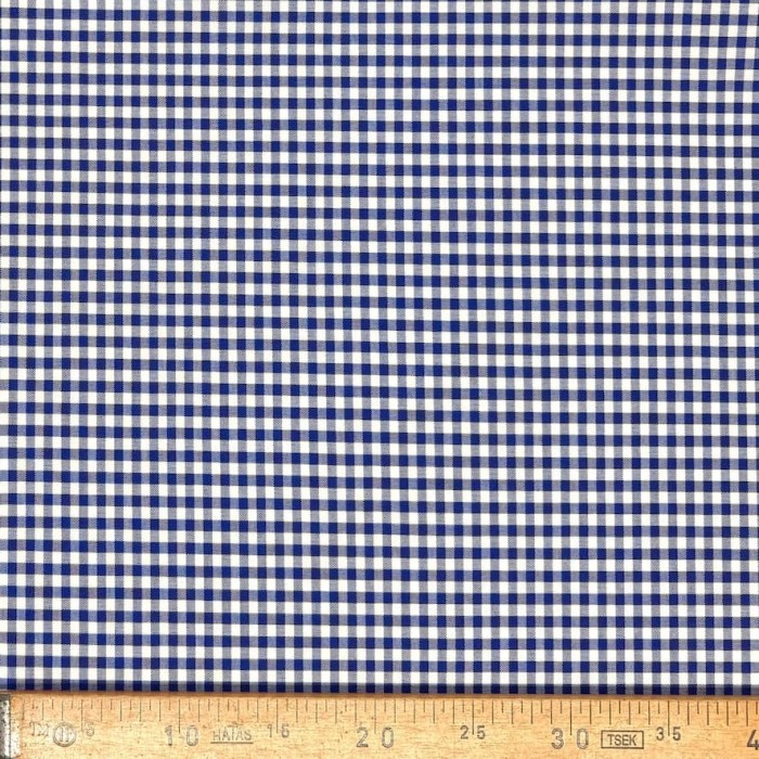 Tissu coton vichy bleu marine et blanc - Haute couture