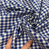 Tissu coton vichy bleu marine et blanc - Haute couture