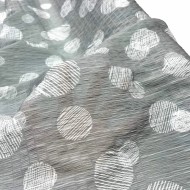 Tissu polyester gros pois blanc gris Tissu polyester gros pois blanc gris