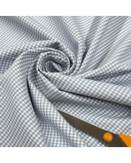 Tissu coton vichy mini-carreaux bleu ciel et blanc - Haute couture