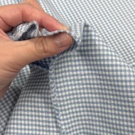 Tissu coton vichy mini-carreaux bleu ciel et blanc - Haute couture
