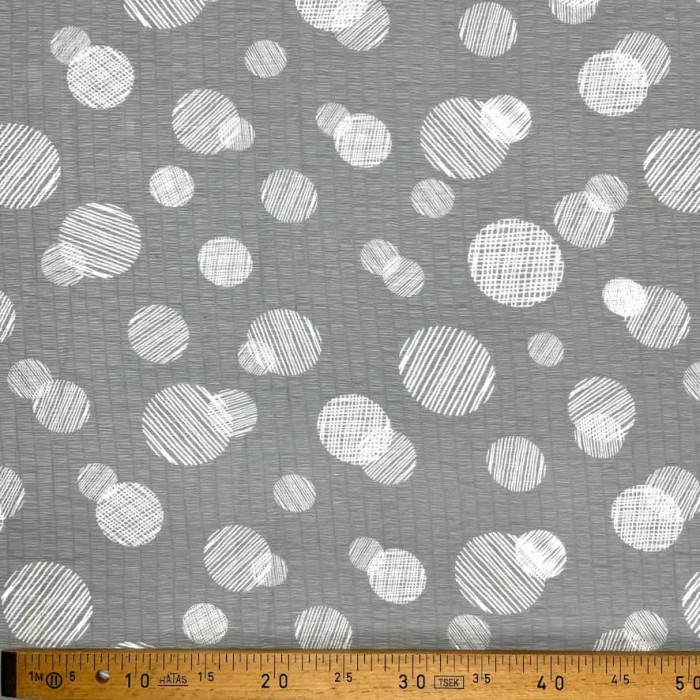 Tissu polyester gros pois blanc gris Tissu polyester gros pois blanc gris