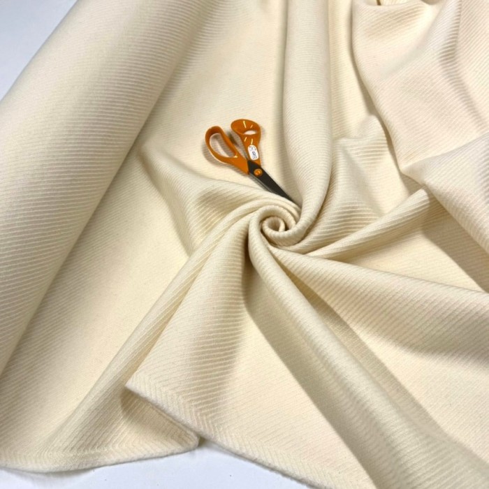 Tissu laine pure épais chevron crème Tissu laine pure épais chevron crème