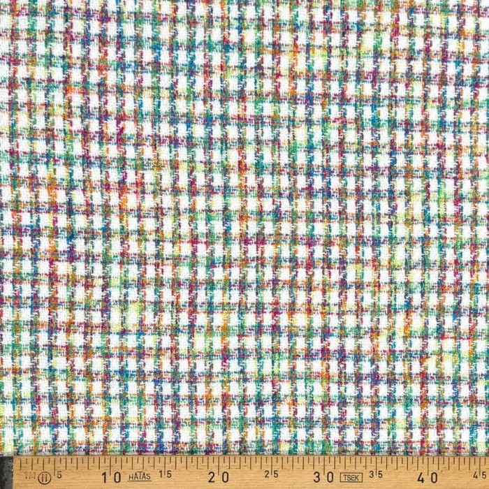 Tissu laine viscose polyester tweed à carreaux multicolores Tissu laine viscose polyester tweed à carreaux multicolores