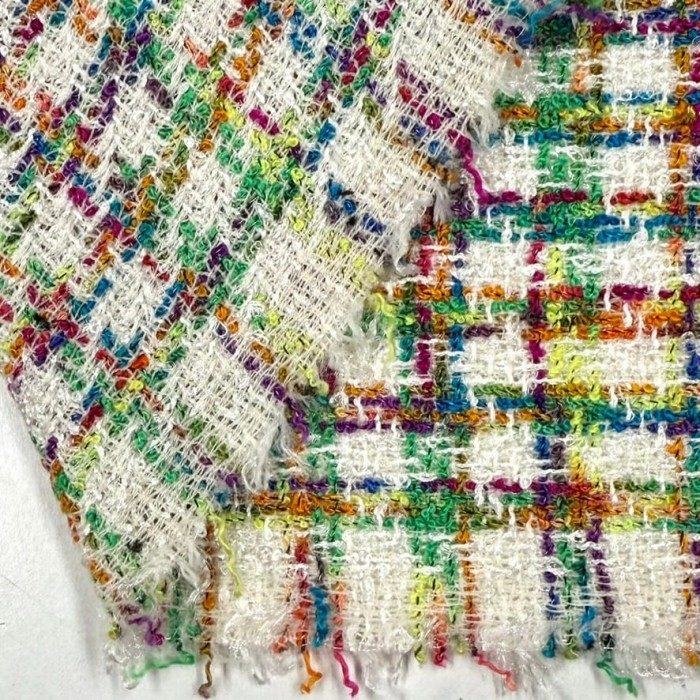 Tissu laine viscose polyester tweed à carreaux multicolores Tissu laine viscose polyester tweed à carreaux multicolores