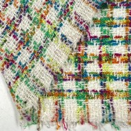 Tissu laine viscose polyester tweed à carreaux multicolores Tissu laine viscose polyester tweed à carreaux multicolores