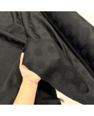 Tissu laine polyester à pois noirs sur fond noir Tissu laine polyester à pois noirs sur fond noir