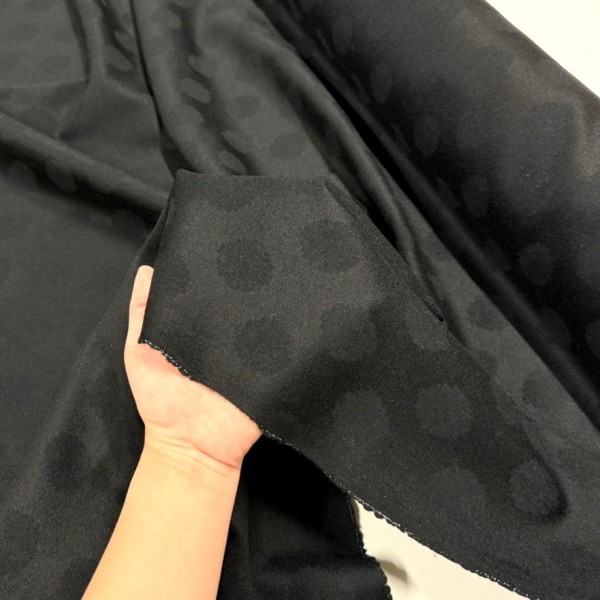 Tissu laine polyester à pois noirs sur fond noir Tissu laine polyester à pois noirs sur fond noir