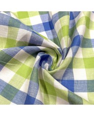 Tissu coton carreaux bleu vert crème Tissu coton carreaux bleu vert crème