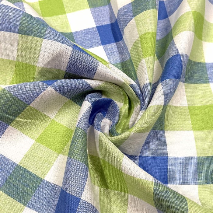 Tissu coton carreaux bleu vert crème Tissu coton carreaux bleu vert crème