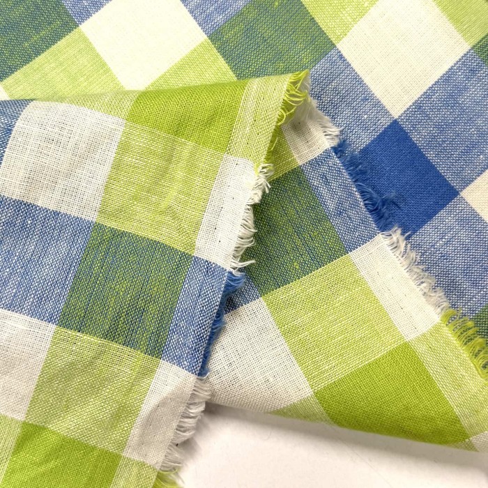 Tissu coton carreaux bleu vert crème Tissu coton carreaux bleu vert crème