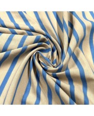 Tissu jersey coton rayure beige bleu Tissu jersey coton rayure beige bleu