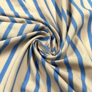 Tissu jersey coton rayure beige bleu