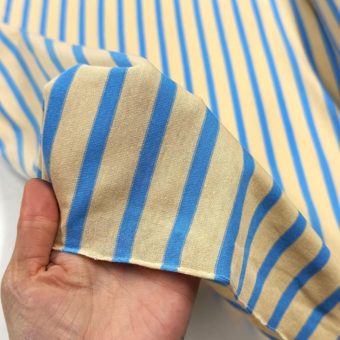 Tissu jersey coton rayure beige bleu