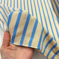 Tissu jersey coton rayure beige bleu