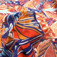 Tissu voile de coton nature multicolore rouge bleu violet