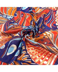 Tissu voile de coton nature multicolore rouge bleu violet