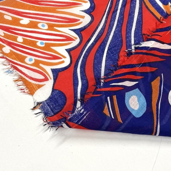 Tissu voile de coton nature multicolore rouge bleu violet