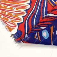 Tissu voile de coton nature multicolore rouge bleu violet