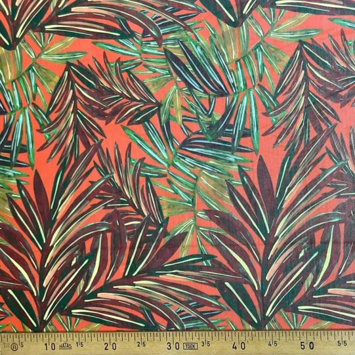 Tissu voile de polyester feuillages multi-couleurs