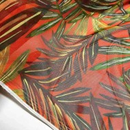 Tissu voile de polyester feuillages multi-couleurs