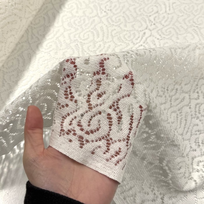 Tissu coton autre fibre effet dentelle fantaisie écru Tissu coton autre fibre effet dentelle fantaisie écru