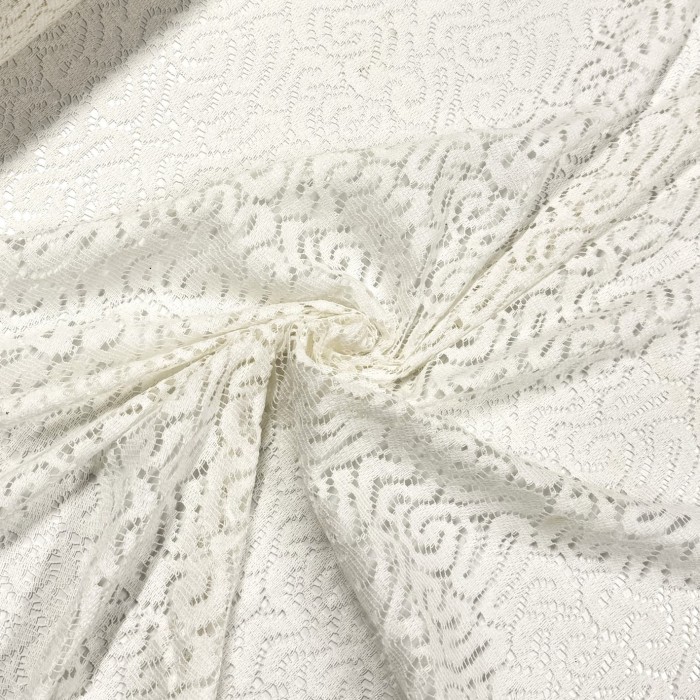Tissu coton autre fibre effet dentelle fantaisie écru Tissu coton autre fibre effet dentelle fantaisie écru