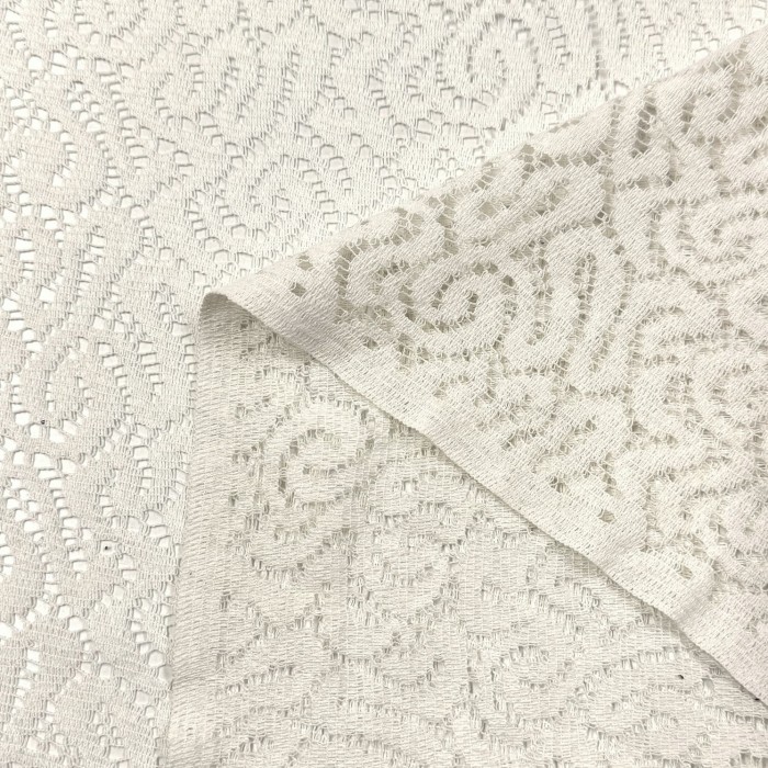 Tissu coton autre fibre effet dentelle fantaisie écru Tissu coton autre fibre effet dentelle fantaisie écru
