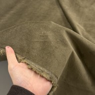 Tissu coton élasthanne velours uni kaki Tissu coton élasthanne velours uni kaki