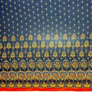 Tissu voile de polyester à fleurs fantaisie bleu multi-couleur Tissu voile de polyester à fleurs fantaisie bleu multi-couleur