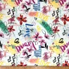 Tissu polyester graffiti peace multi-couleurs Tissu polyester graffiti peace multi-couleurs