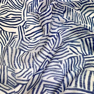 Tissu polyester maze bleu