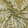 Tissu coton élasthanne feuille kaki