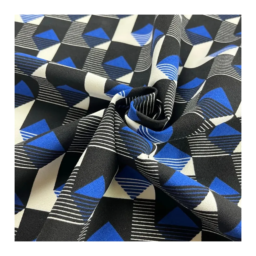 Tissu coton épais cubic bleu noir