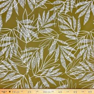 Tissu coton élasthanne feuille kaki