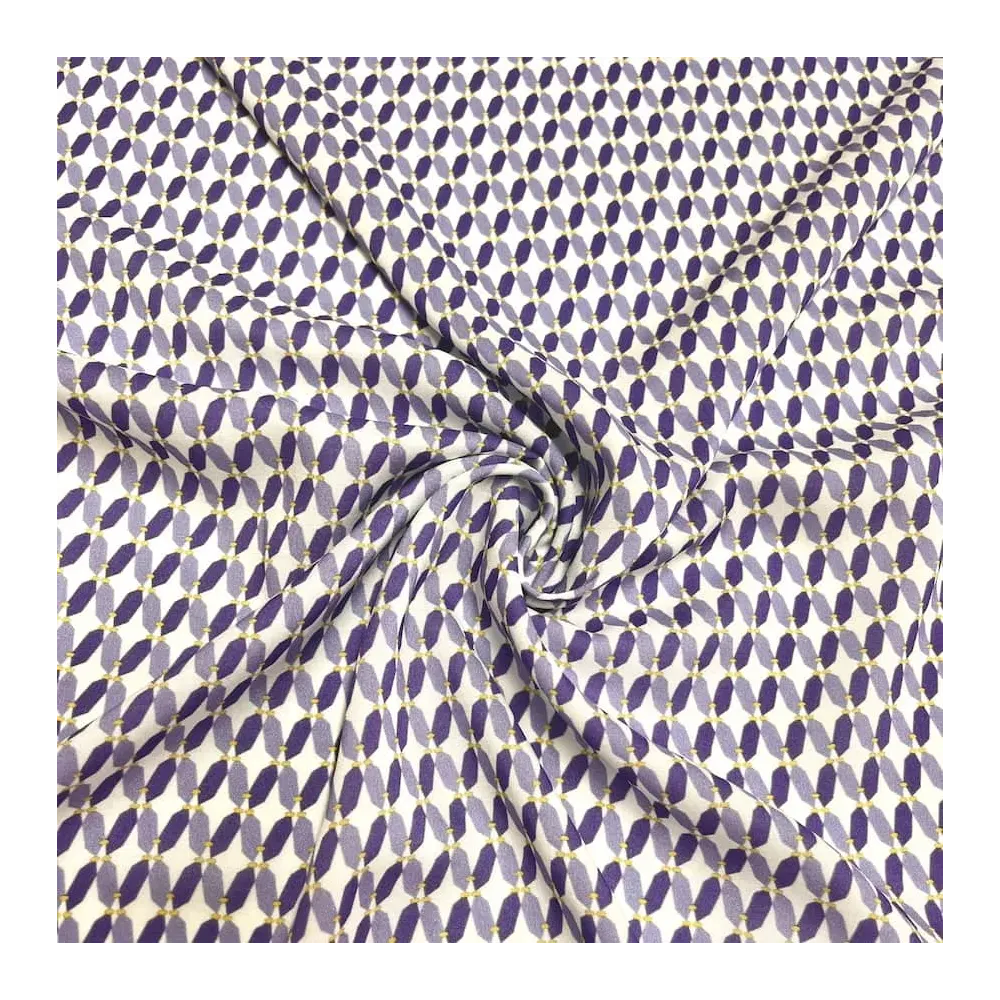 Tissu coton viscose cercle violet