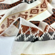 Tissu voile de polyester à rayure géométrie marron