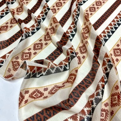 Tissu voile de polyester à rayure géométrie marron Tissu voile de polyester à rayure géométrie marron