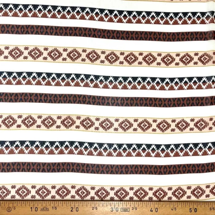 Tissu voile de polyester à rayure géométrie marron