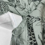 Tissu coton viscose animal safari vert