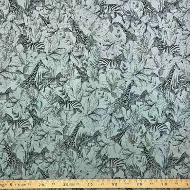 Tissu coton viscose animal safari vert Tissu coton viscose animal safari vert