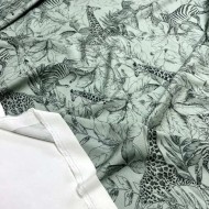 Tissu coton viscose animal safari vert