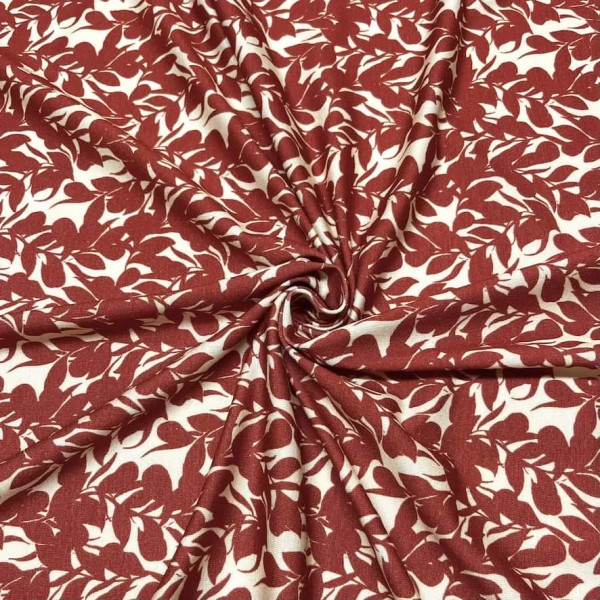 Tissu coton élasthanne nature feuille marron Tissu coton élasthanne nature feuille marron