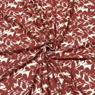 Tissu coton élasthanne nature feuille marron