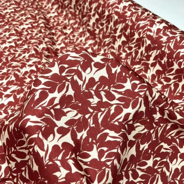 Tissu coton élasthanne nature feuille marron Tissu coton élasthanne nature feuille marron