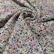 Tissu tweed laine et polyester multicolore avec un fond gris Tissu tweed laine et polyester multicolore avec un fond gris