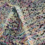 Tissu tweed laine et polyester multicolore avec un fond gris Tissu tweed laine et polyester multicolore avec un fond gris